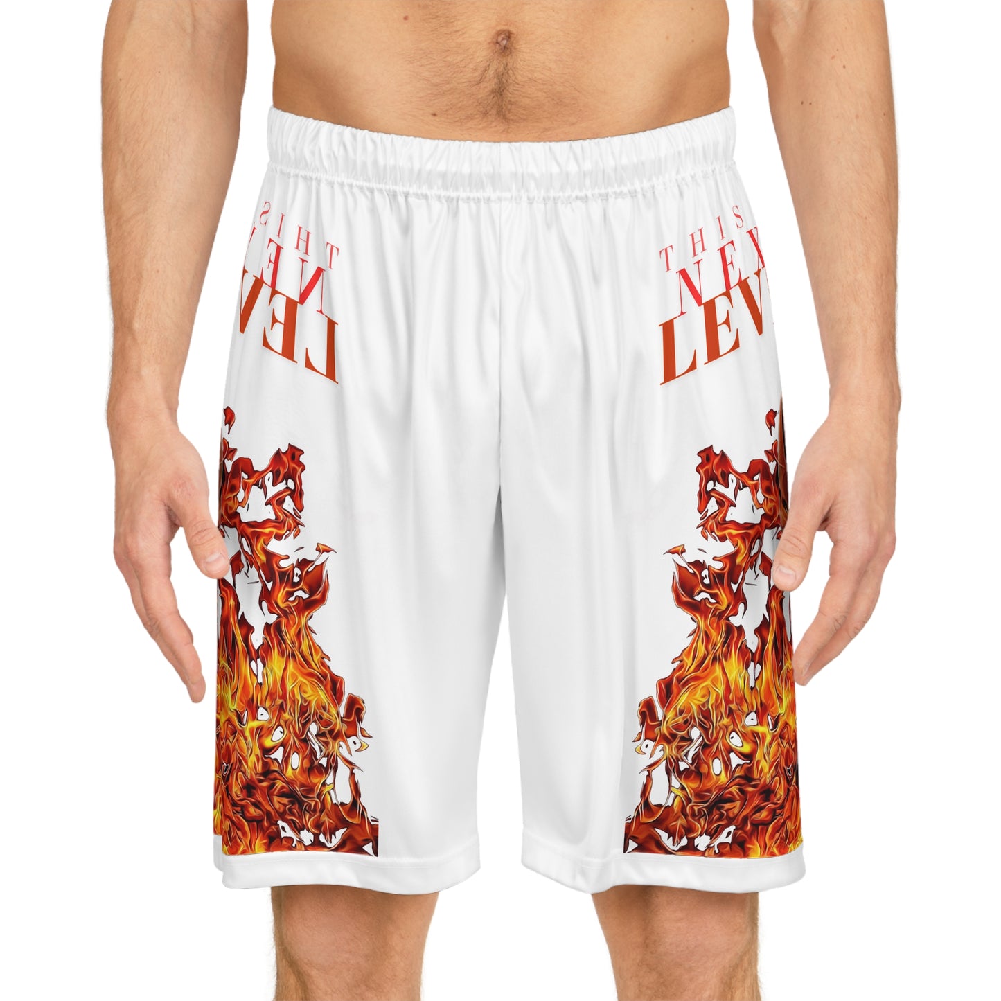 Fiery Basketball Shorts - "This is Your Level" Design for Sports Enthusiasts