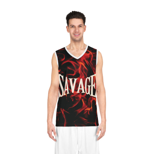 Savage Fire Basketball Jersey - Bold Sporty Wear for Hoops Fans