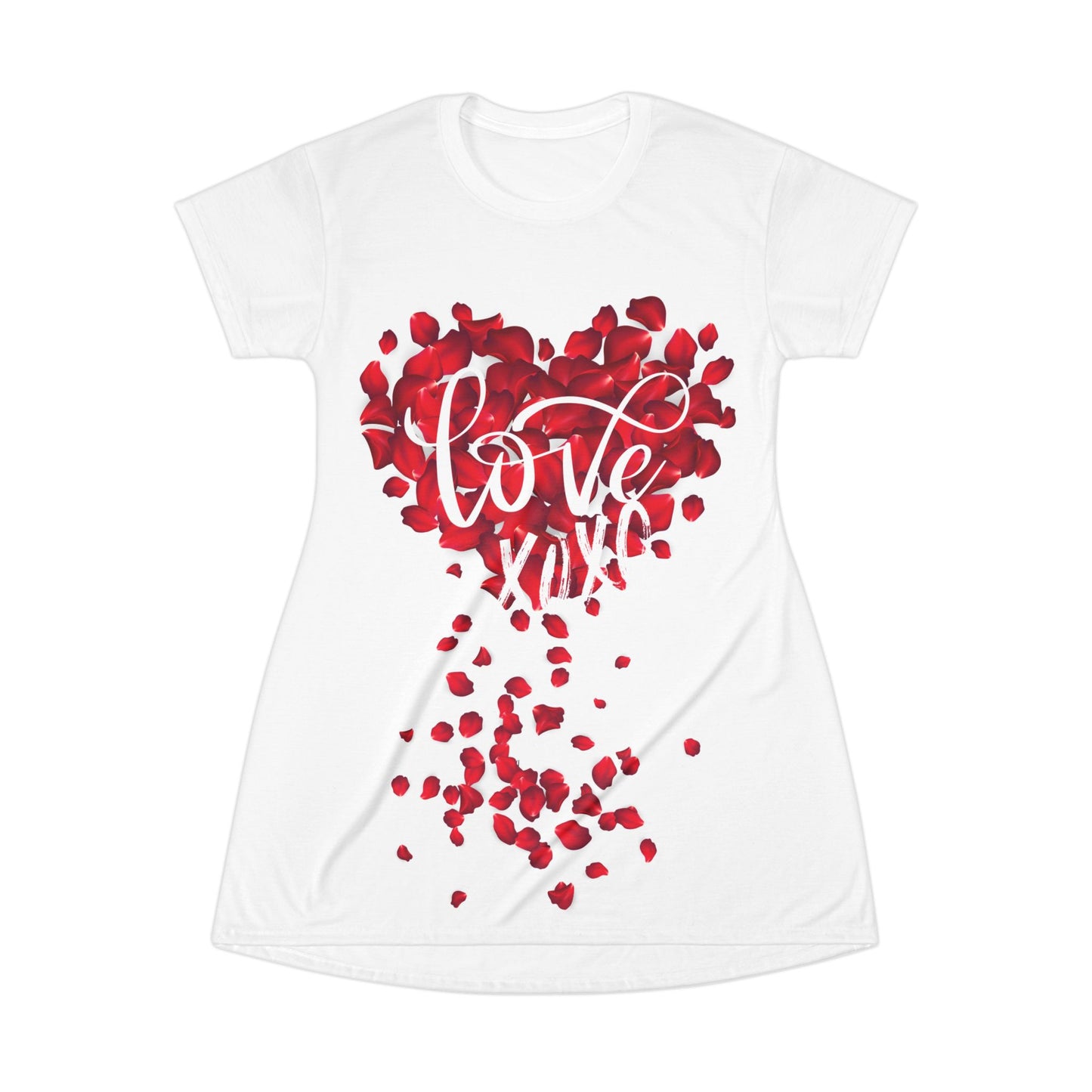 Romantic Love Heart T-Shirt Dress - Perfect for Valentine's Day