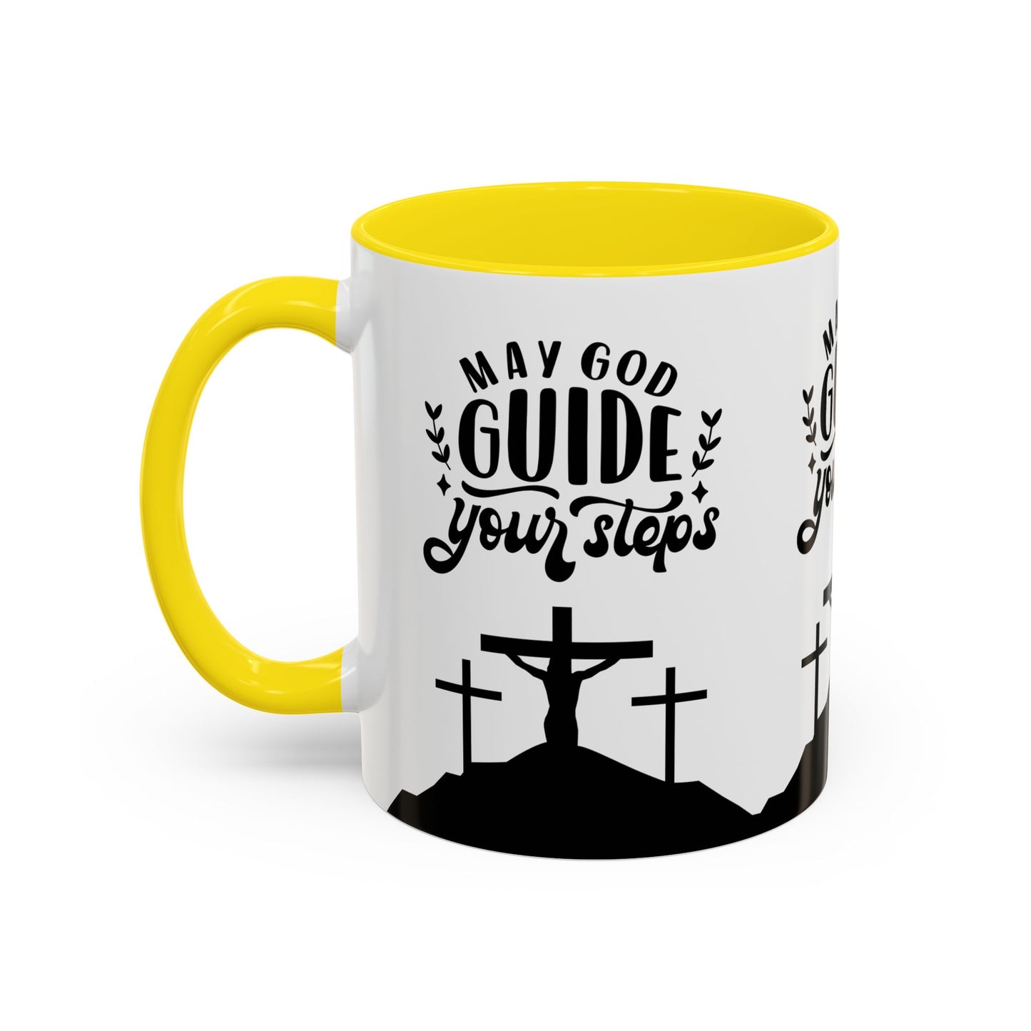 Inspirational Accent Coffee Mug - "May God Guide Your Steps" - Perfect for Faith & Hope