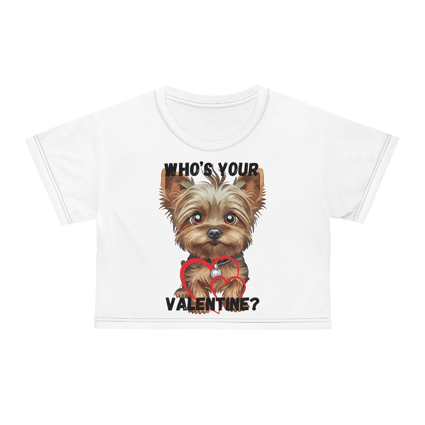 Cute Valentine's Day Crop Tee - 'Who's Your Valentine?' Dog Design