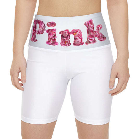 Floral Pink Women's Workout Shorts - Stylish Activewear for Fitness Enthusiasts