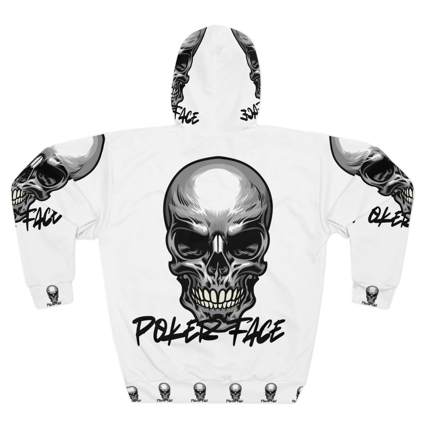 Bold Poker Face Skull Unisex Pullover Hoodie