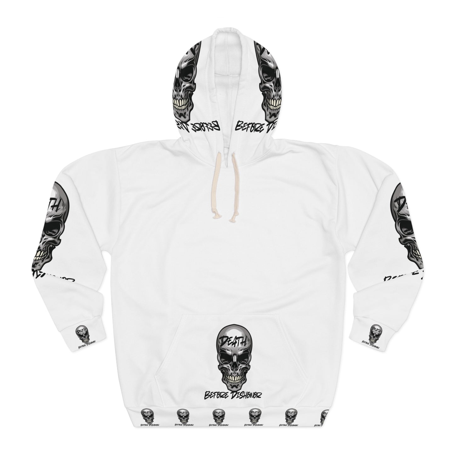 Unisex Skull Graphic Hoodie - 'Death Before Dishonor'