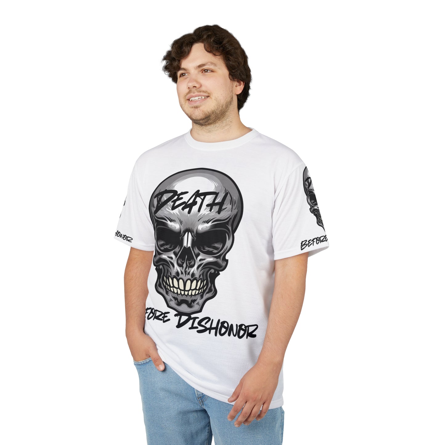 Unisex Skull Graphic Tee - 'Death Before Dishonor'