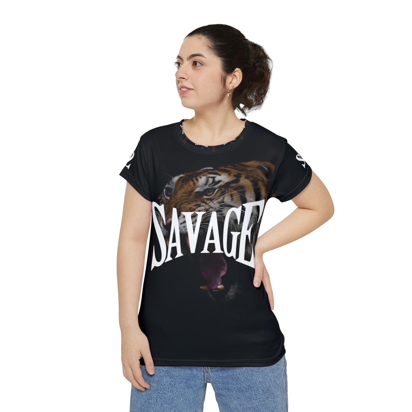 Savage Tiger Graphic Tee for Bold Women | Stylish Short Sleeve Shirt