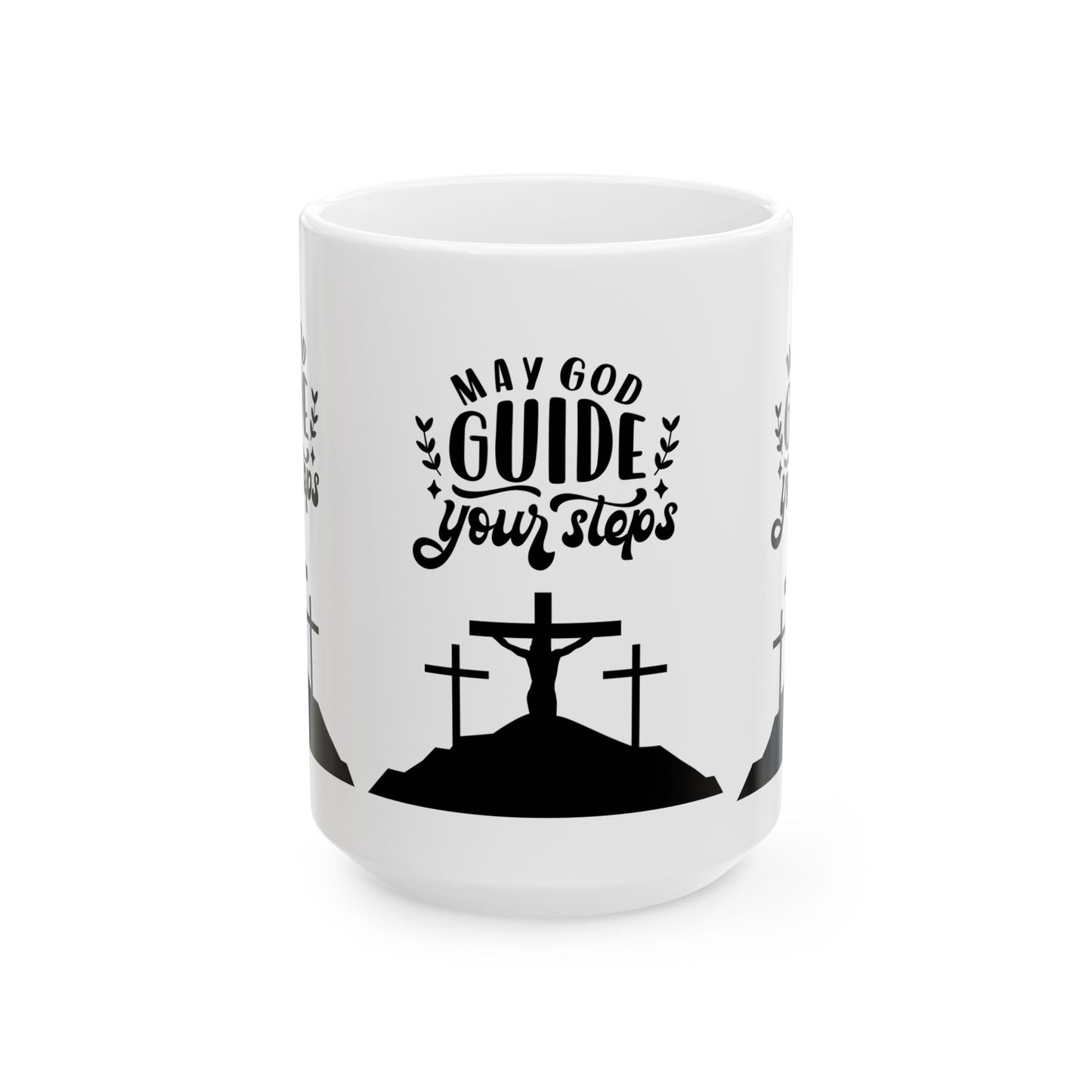 Inspirational Ceramic Mug - "May God Guide Your Steps" - Christian Gift for Faith & Encouragement