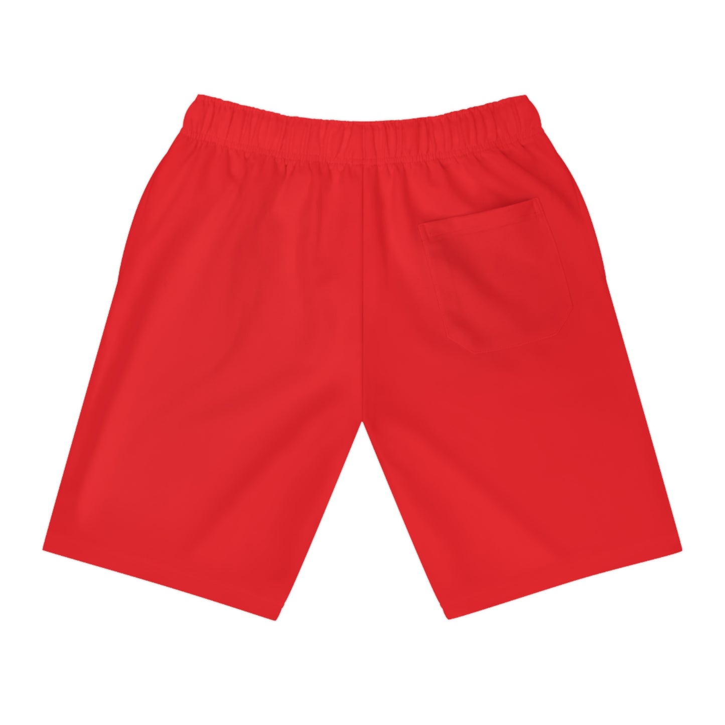 Red Athletic Long Shorts with '100% Dog' Design