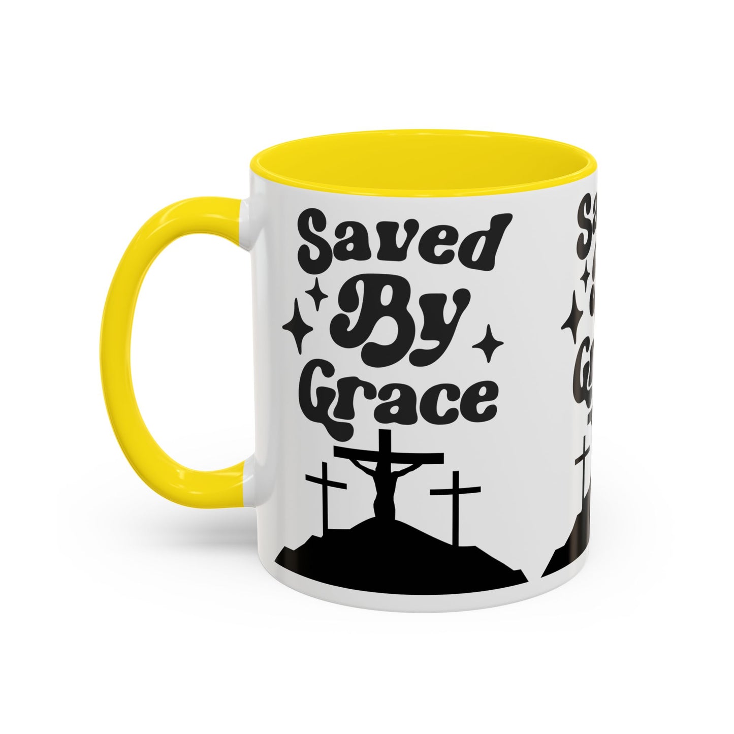 Saved By Grace Accent Coffee Mug - Inspirational Christian Gift (11, 15oz)