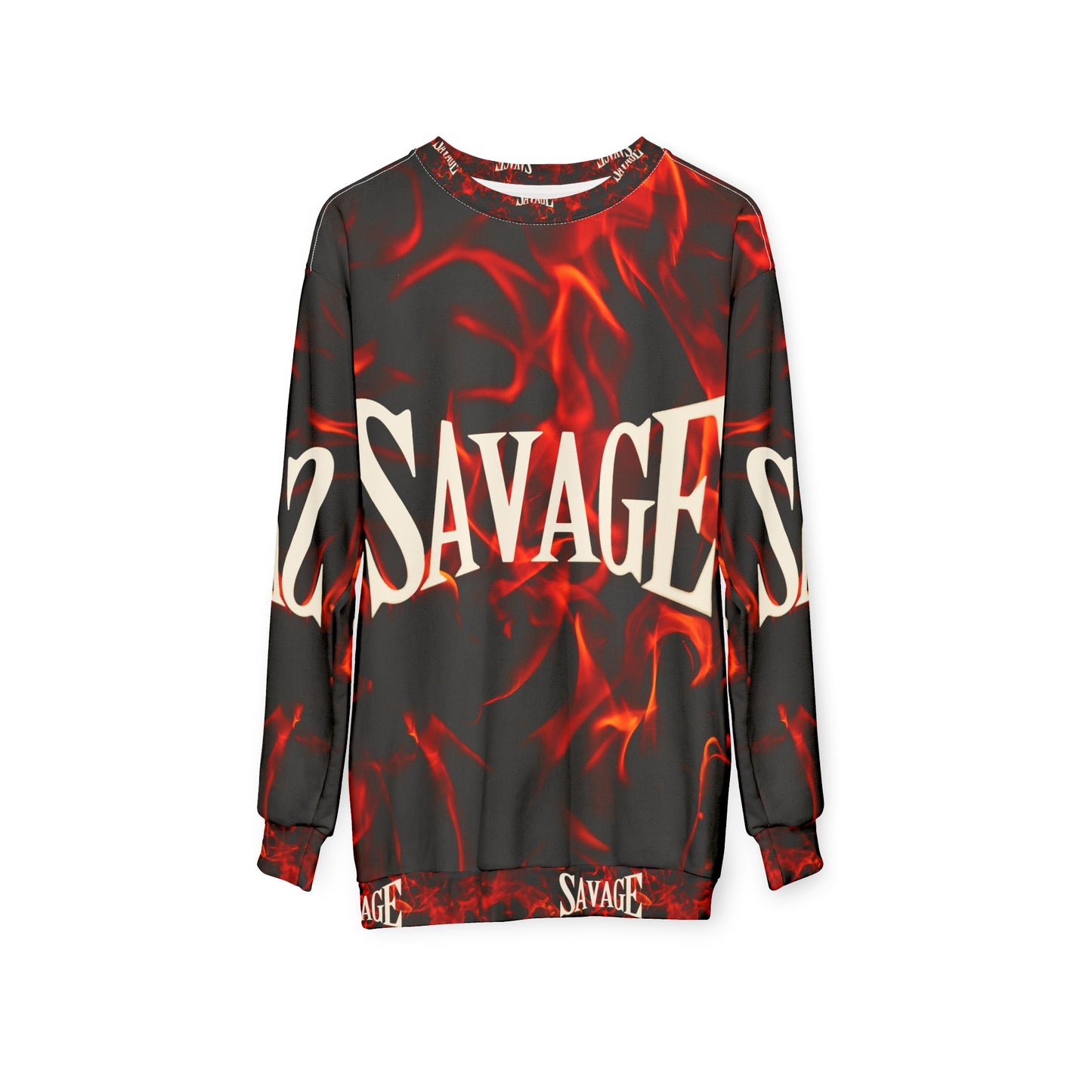 Savage Flames Unisex Sweatshirt - Bold Graphic Design for Streetwear Lovers