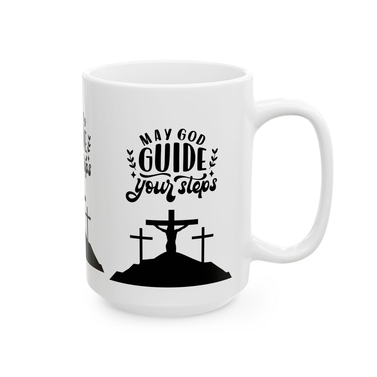 Inspirational Ceramic Mug - "May God Guide Your Steps" - Christian Gift for Faith & Encouragement