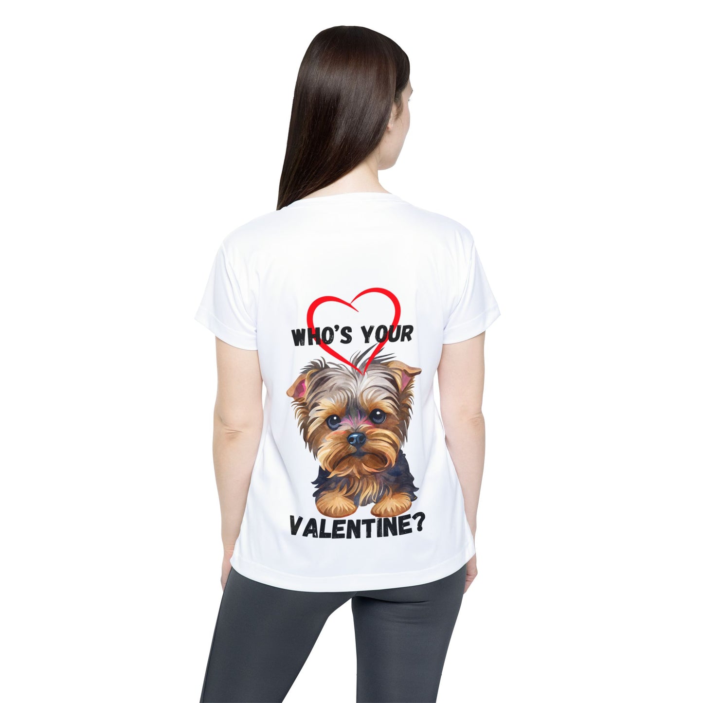 Valentine's Day Women's Sports Jersey - Cute Yorkie Design