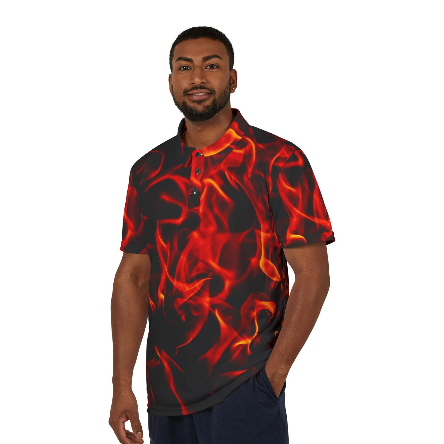 Fire Design Unisex Polo Shirt - Bold & Stylish Casual Wear