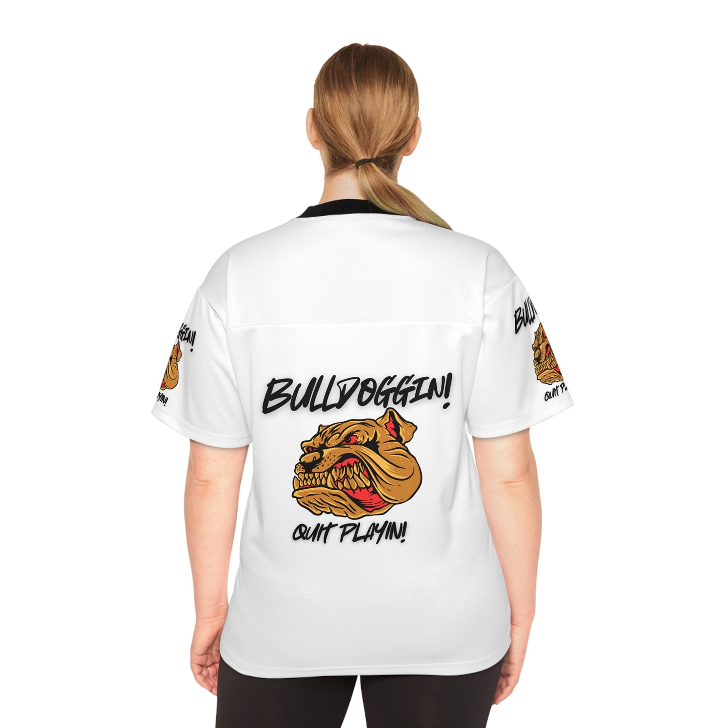 Unisex Bulldoggin' Football Jersey | Quit Playin' Graphic Tee for Sports Enthusiasts