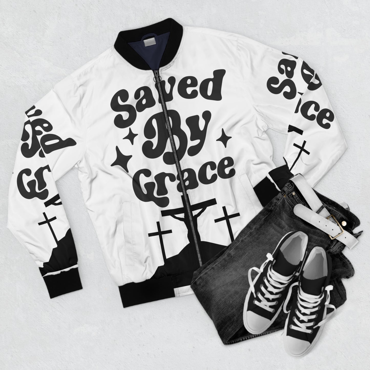 Saved By Grace Men's Bomber Jacket (AOP)