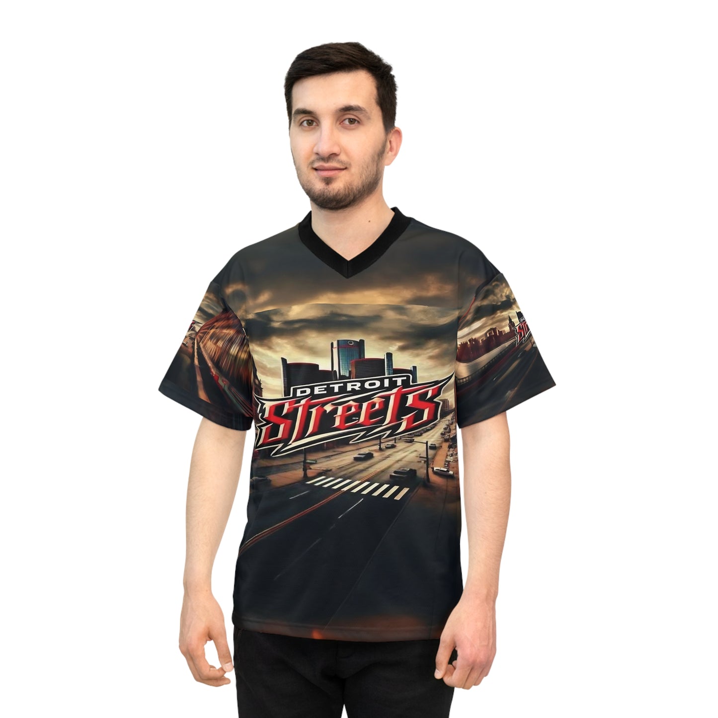 Detroit Streets Unisex Football Jersey - Bold Street Art Design for Sports Enthusiasts