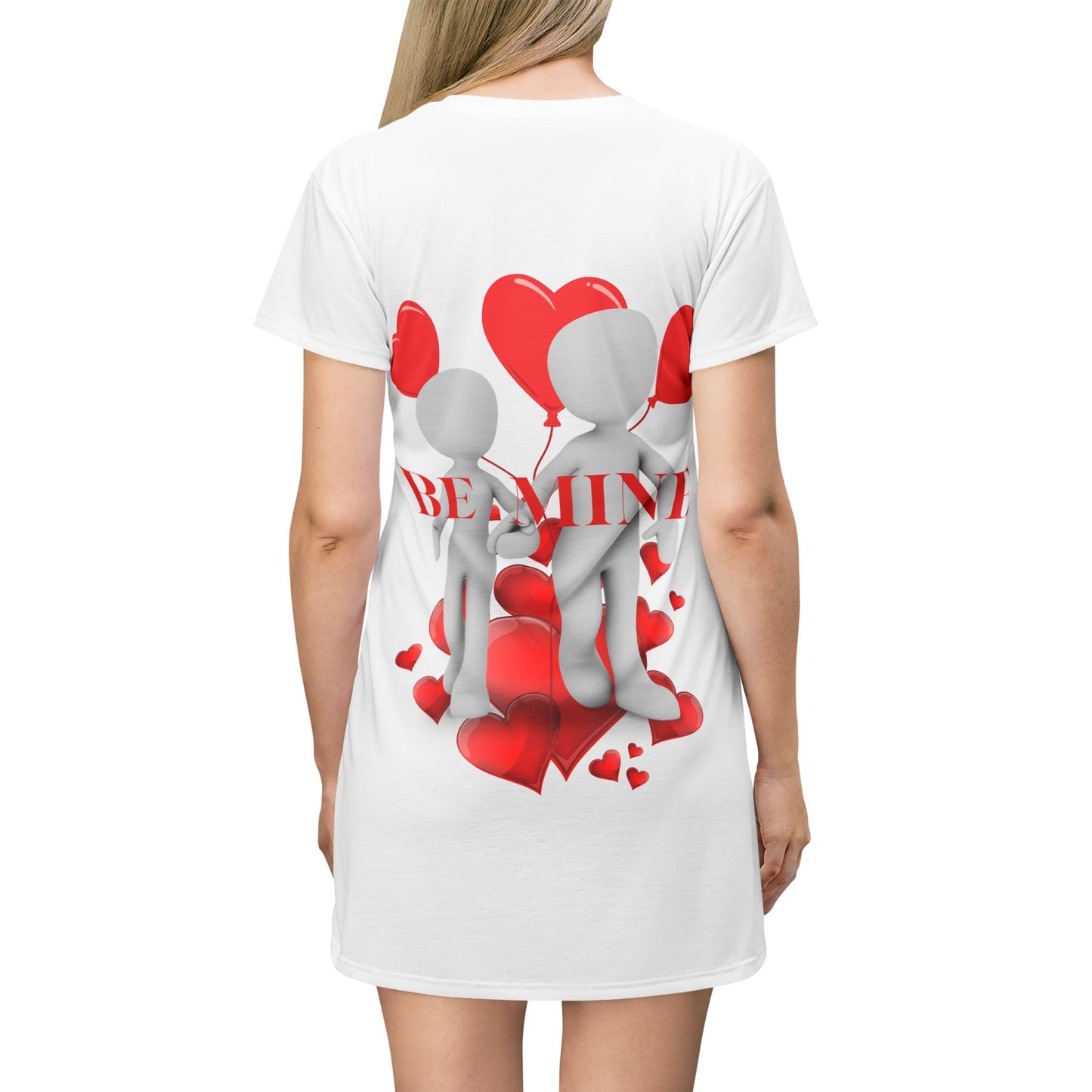 Be Mine Heart-Themed T-Shirt Dress for Couples