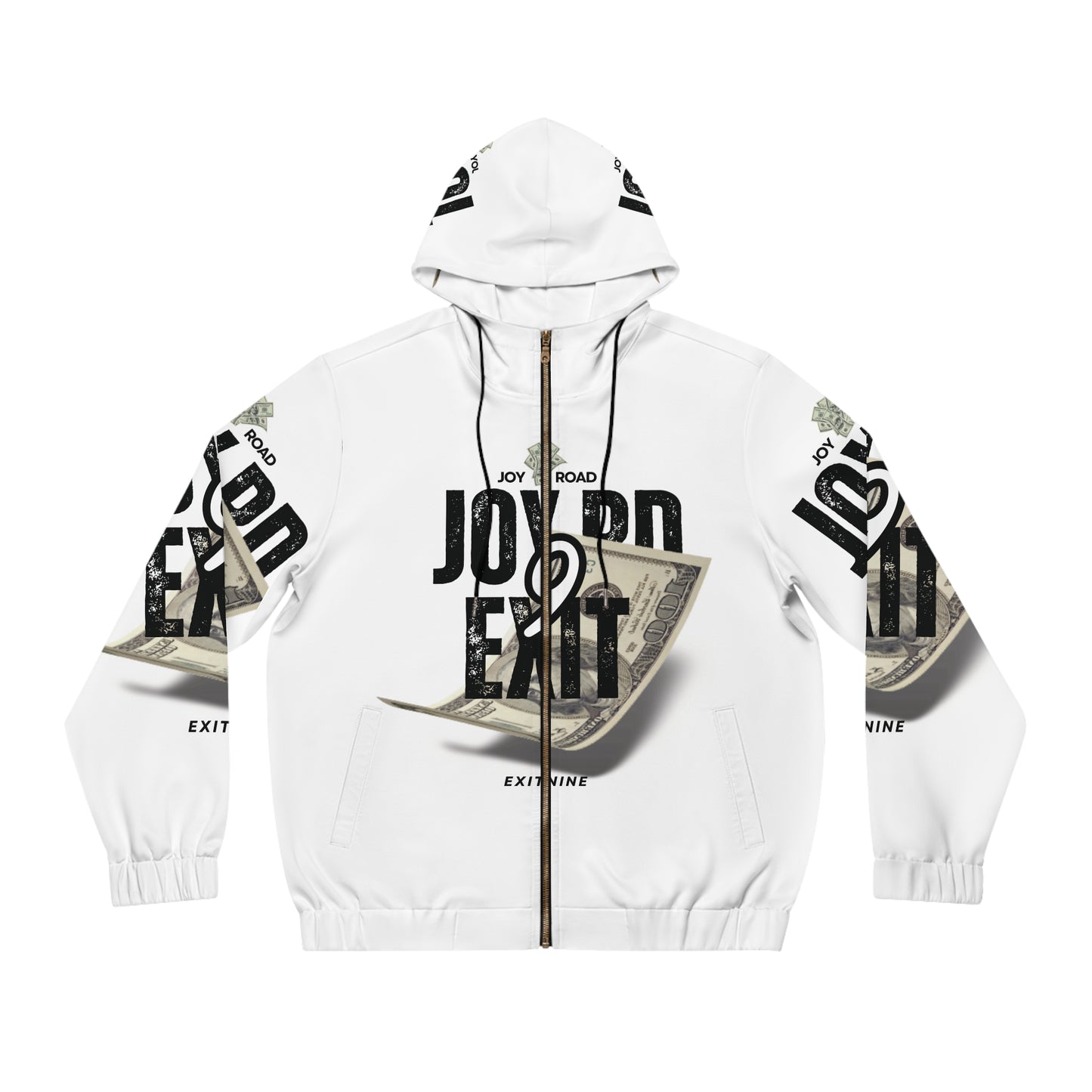 Men's Full-Zip Hoodie - Joy Road Exit Nine Design with Dollar Theme