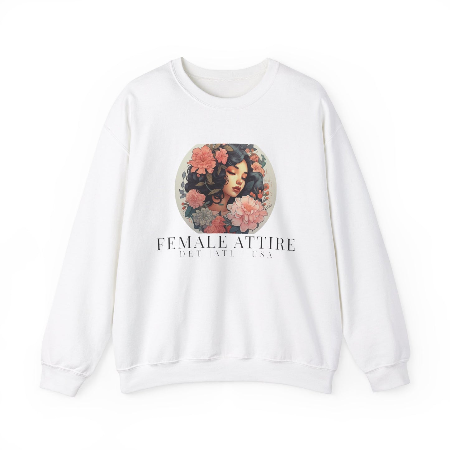 Feminine Floral Art Crewneck Sweatshirt - Female Attire Design