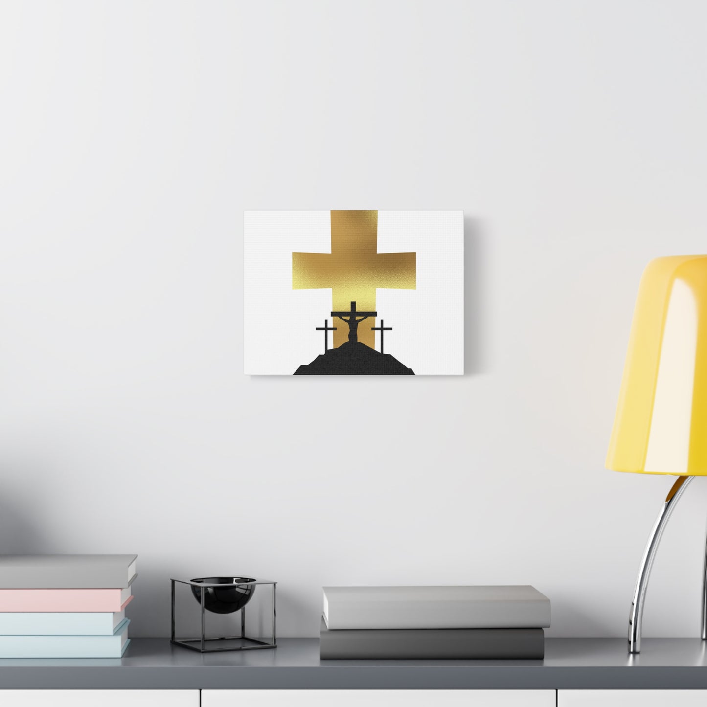 Inspirational Faith Canvas Art - Gold Cross Design for Home Decor