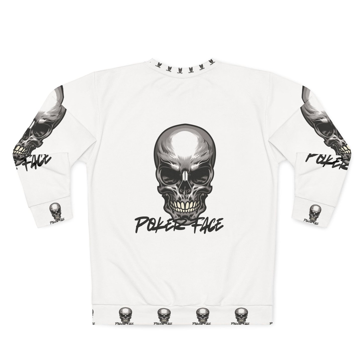 Edgy Poker Face Unisex Sweatshirt - Skull Graphic Design for Bold Style