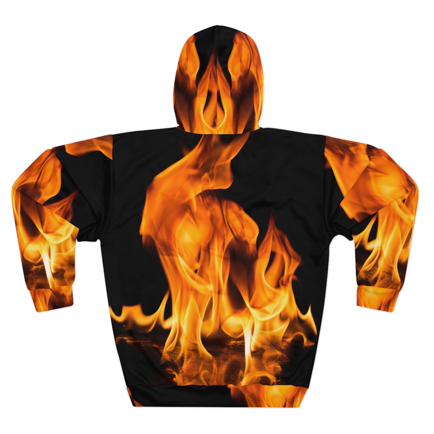 Bold Flame Print Unisex Pullover Hoodie - Perfect for Fire Enthusiasts and Casual Wear