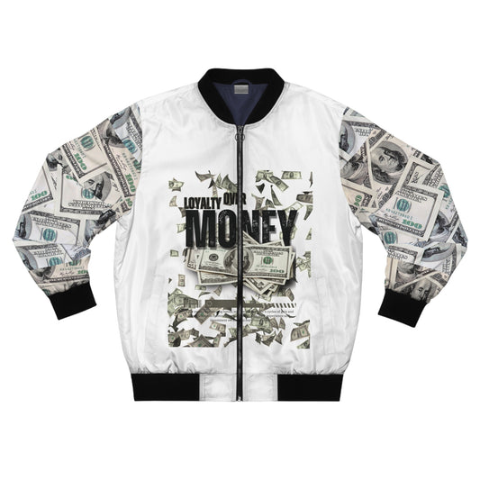 Men's Bomber Jacket - Loyalty Over Money Design