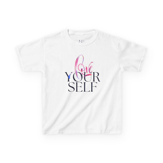 Kids 'Love Yourself' Heavy Cotton Tee - Positive Vibes & Self-Esteem T-Shirt