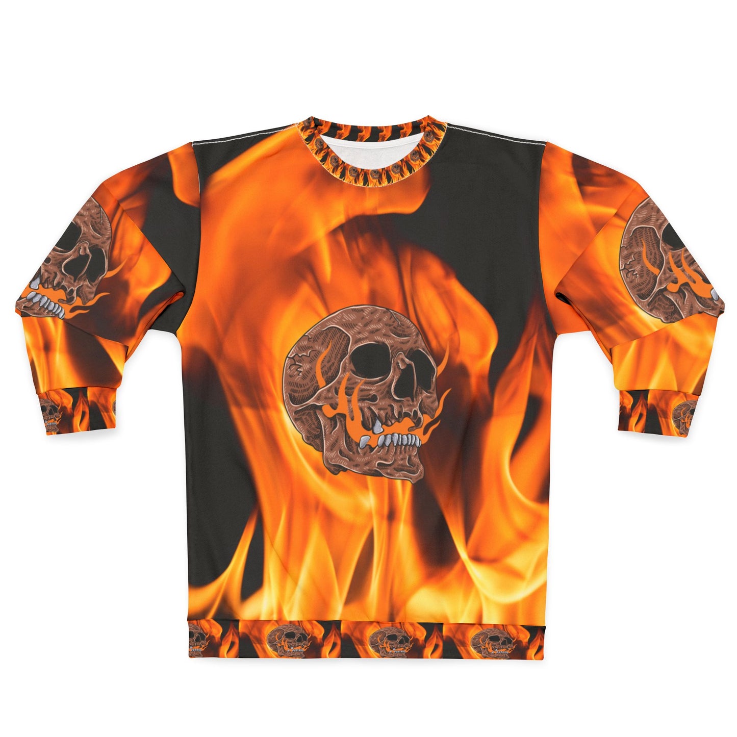 Flaming Skull Unisex Sweatshirt - Bold Graphic Apparel for Edgy Style