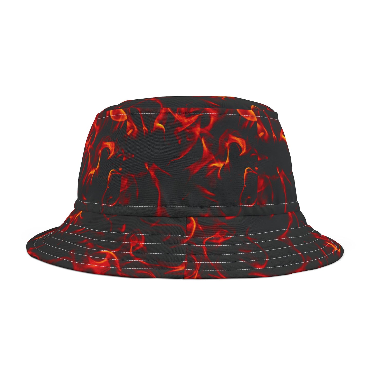 Inferno Fire Print Bucket Hat | Trendy Summer Accessory for Festivals and Beach Days