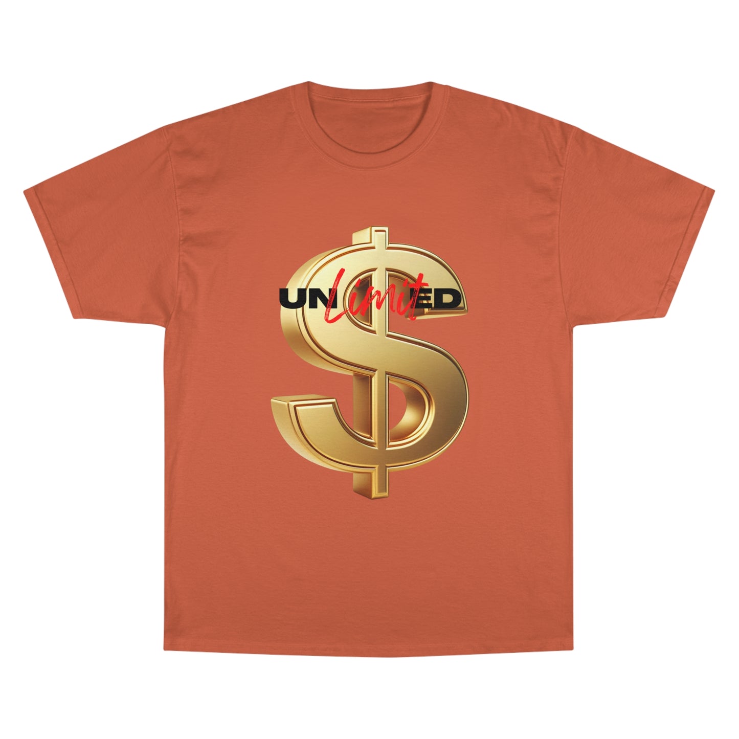 Limited Edition Champion T-Shirt - Gold Dollar Sign & 'Unlimited' Print