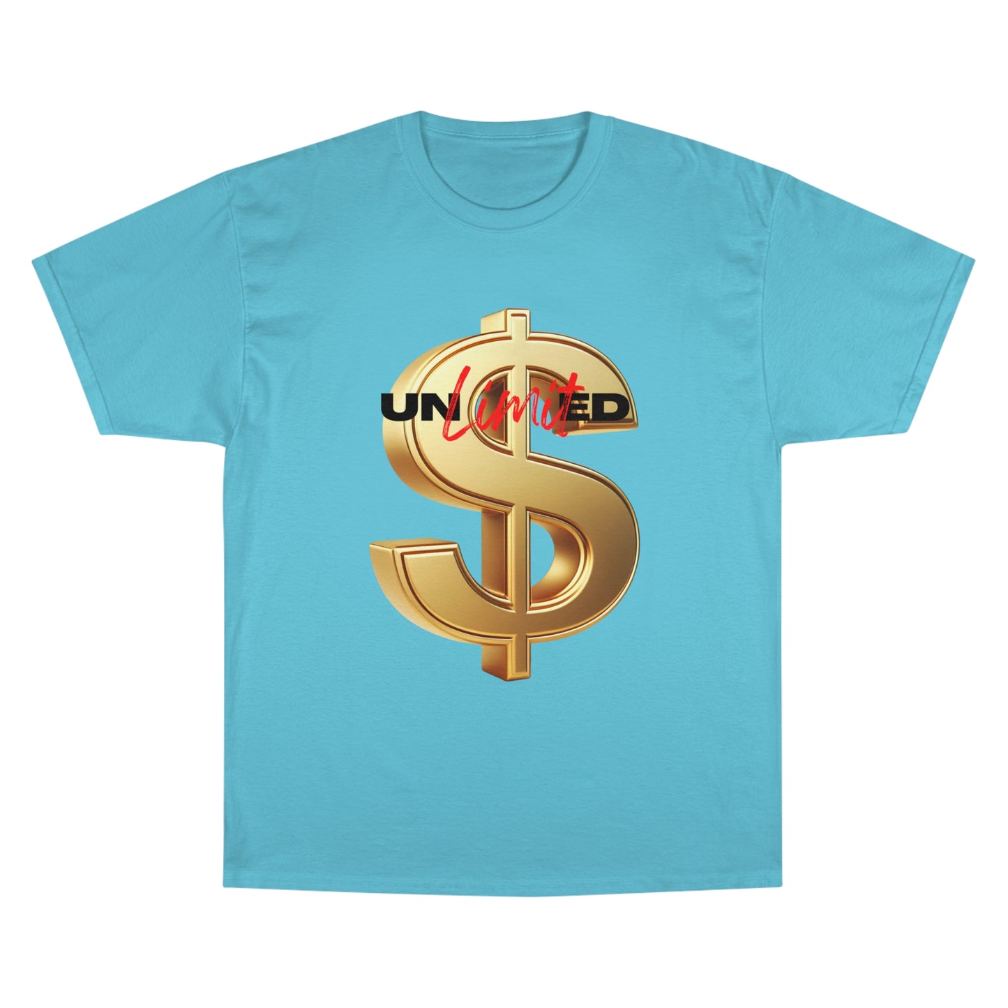 Limited Edition Champion T-Shirt - Gold Dollar Sign & 'Unlimited' Print