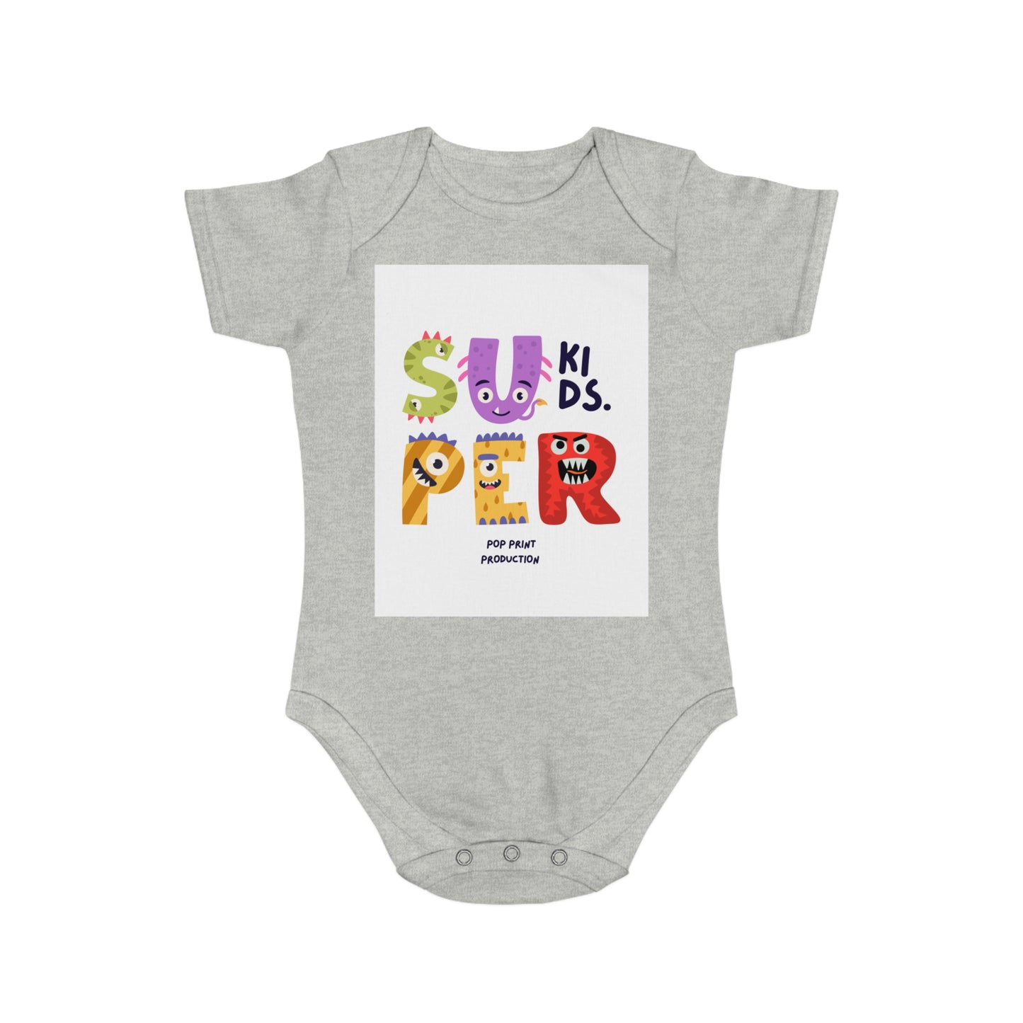 Super Kids Short Sleeve Baby Bodysuit - Fun & Colorful Design for Playful Infants