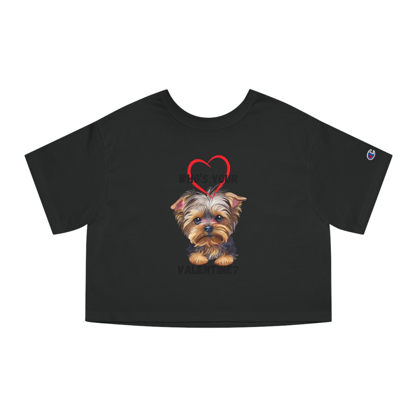 Valentine's Day Cropped T-Shirt with Yorkie Design