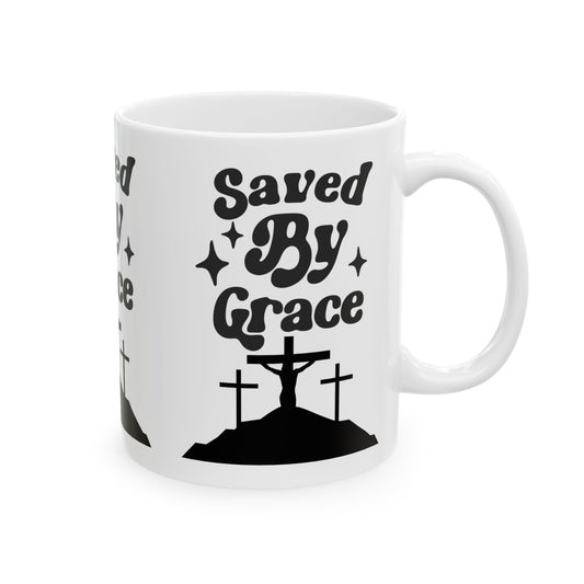 Saved By Grace Ceramic Mug - Faith-Inspired Coffee Cup for Christians