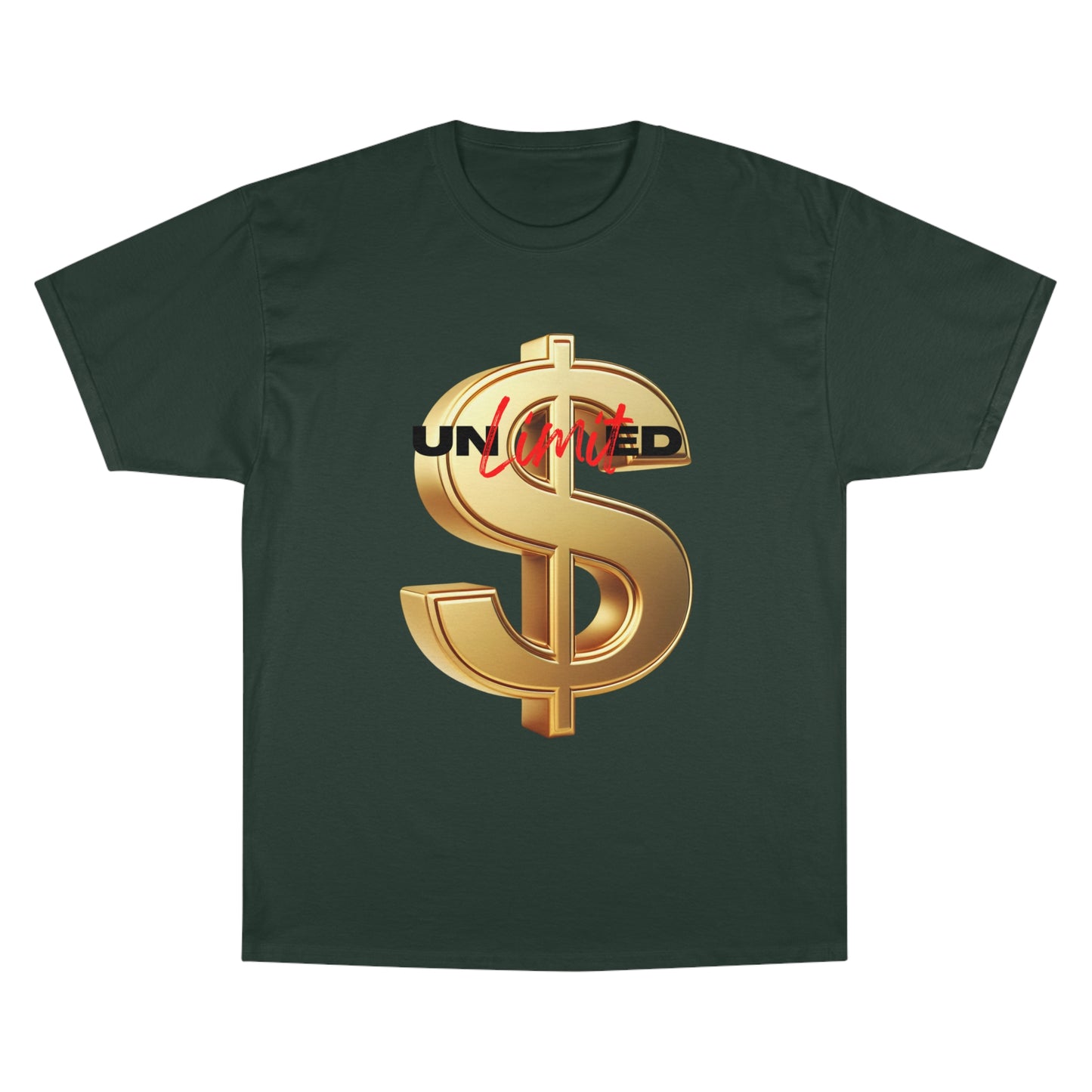 Limited Edition Champion T-Shirt - Gold Dollar Sign & 'Unlimited' Print