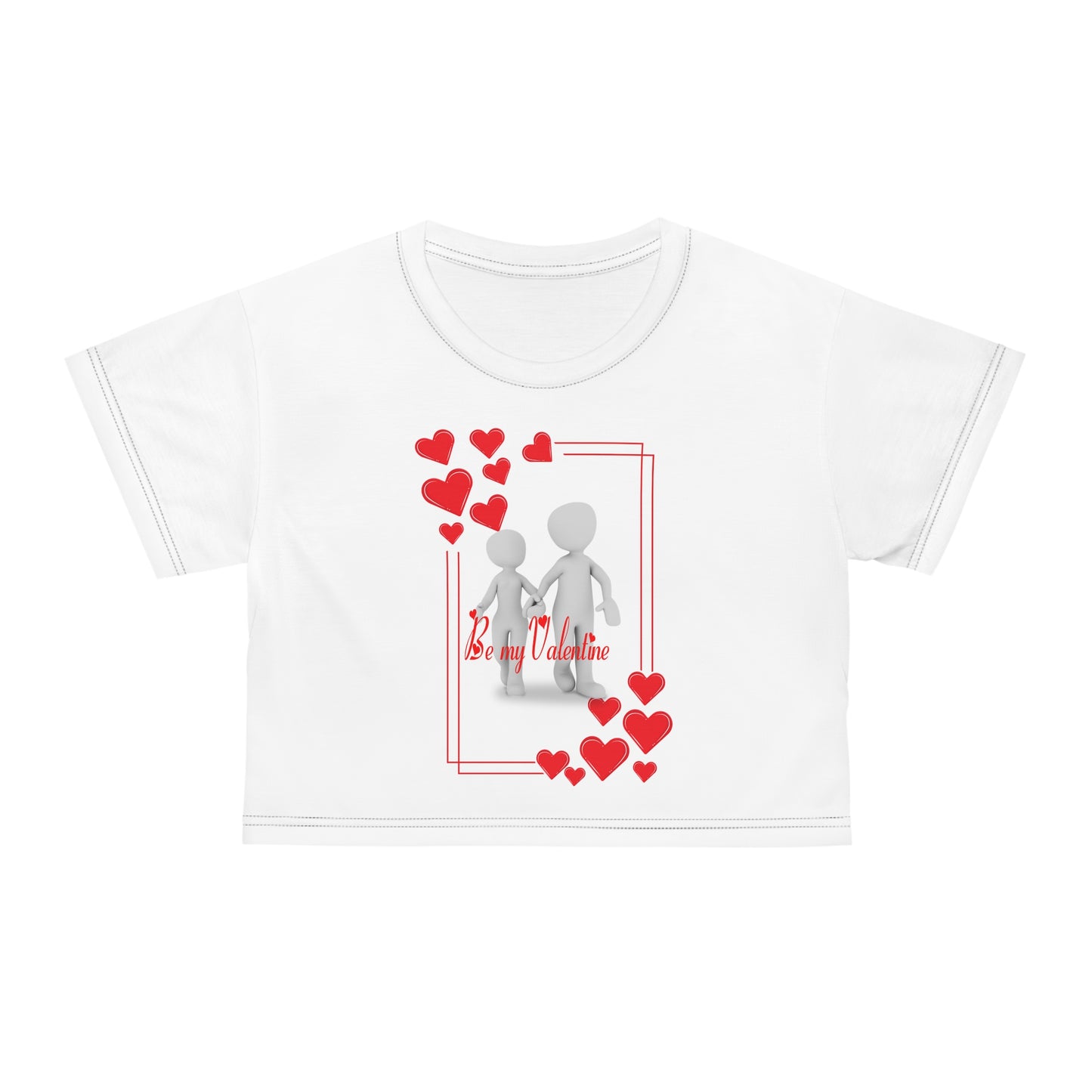 Valentine's Day Crop Tee - 'Be My Valentine' Love Shirt