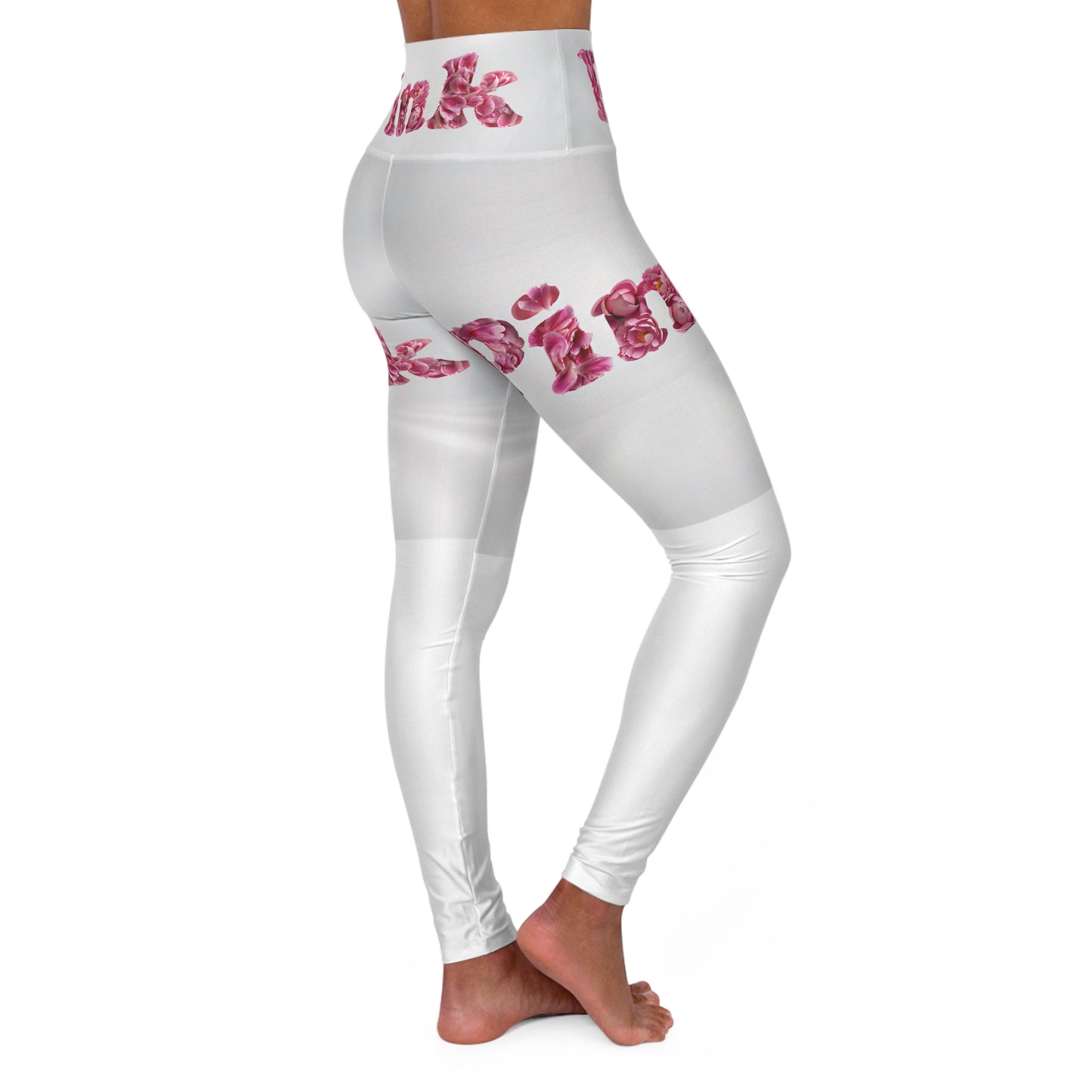 Pink Floral High Waisted Yoga Leggings - Comfortable Activewear for Fitness Enthusiasts