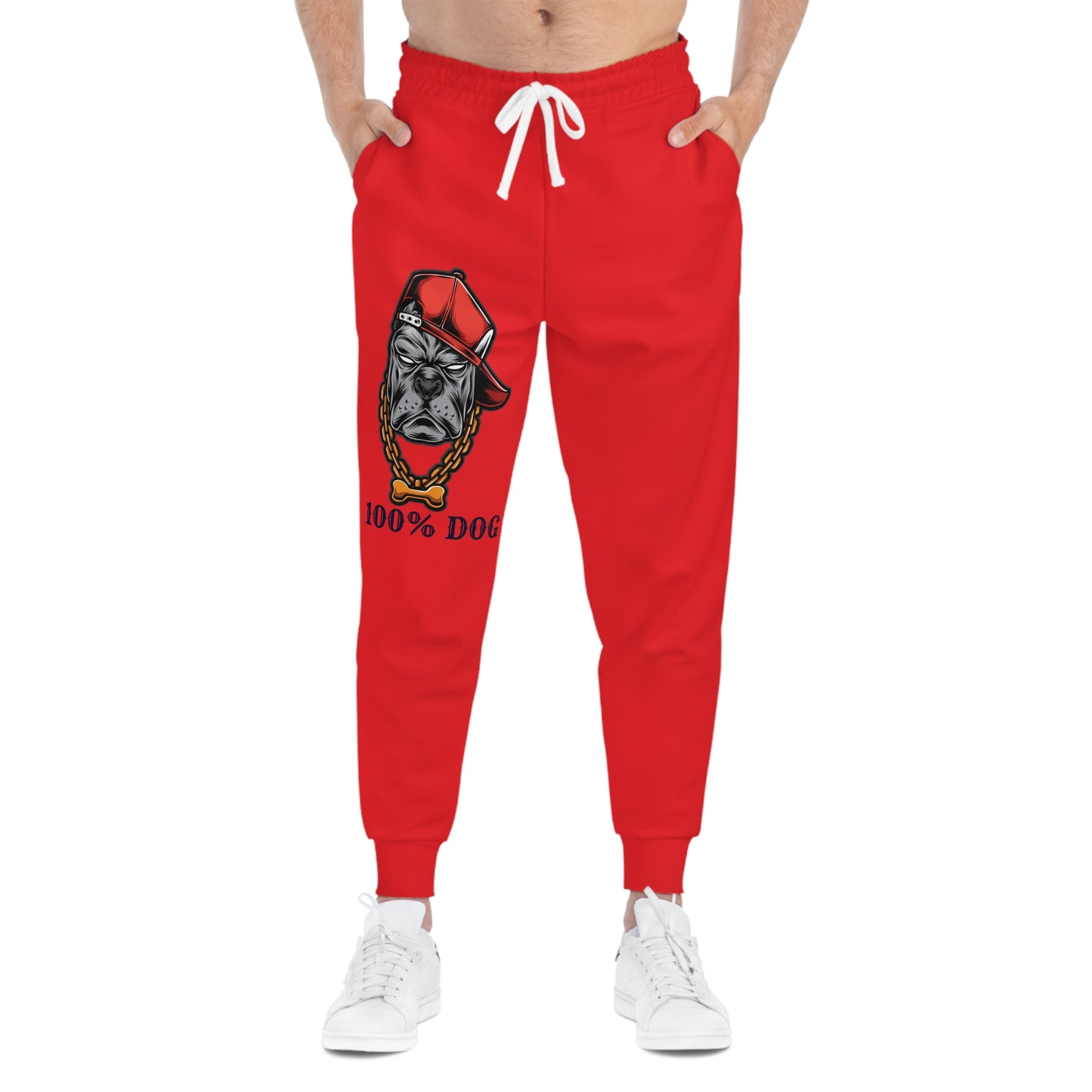 100% Dog Athletic Joggers - Red Hip Hop Style Gym Pants for Dog Lovers