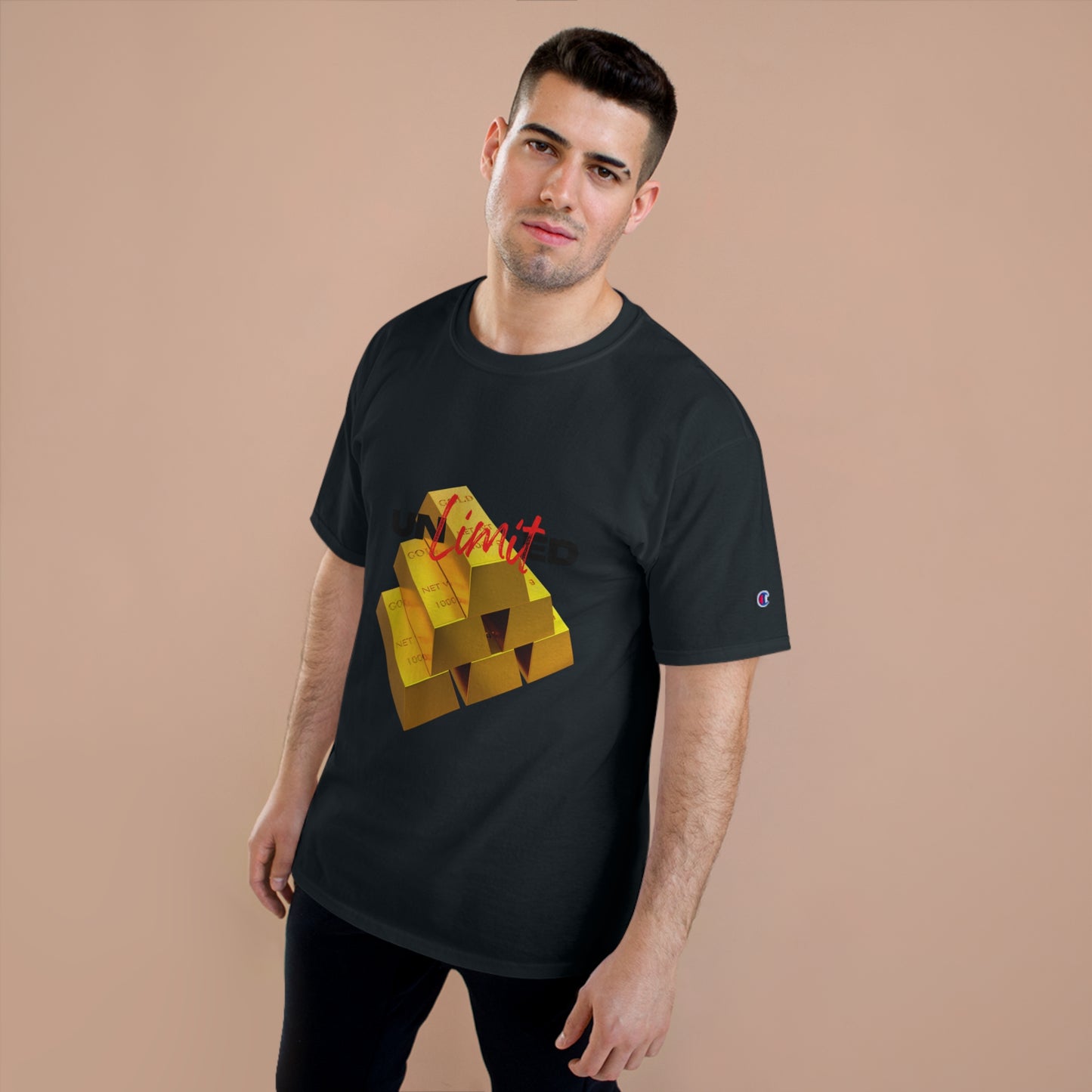 Champion Unlimited Graphic T-Shirt - Bold Gold Design for Trendy Casual Wear