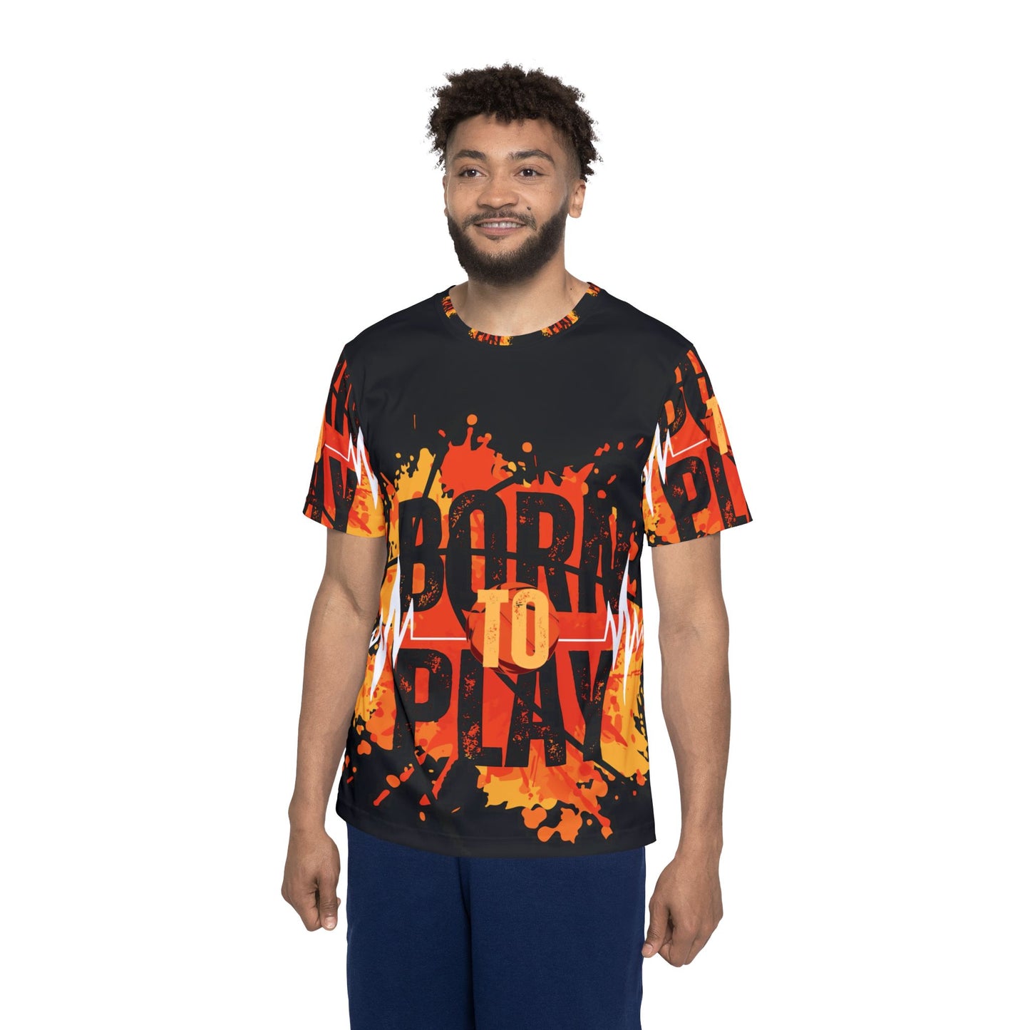 Vibrant Men's Sports Jersey - 'Born to Play' Athletic Shirt for Active Lifestyle