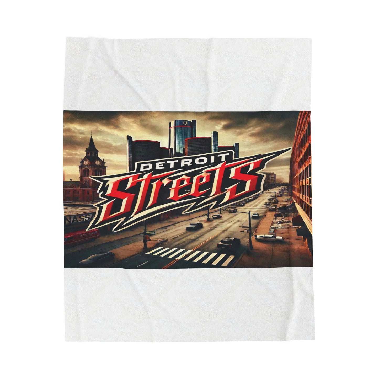 Detroit Streets Velveteen Plush Blanket - Cozy Urban Comfort for Home Decor