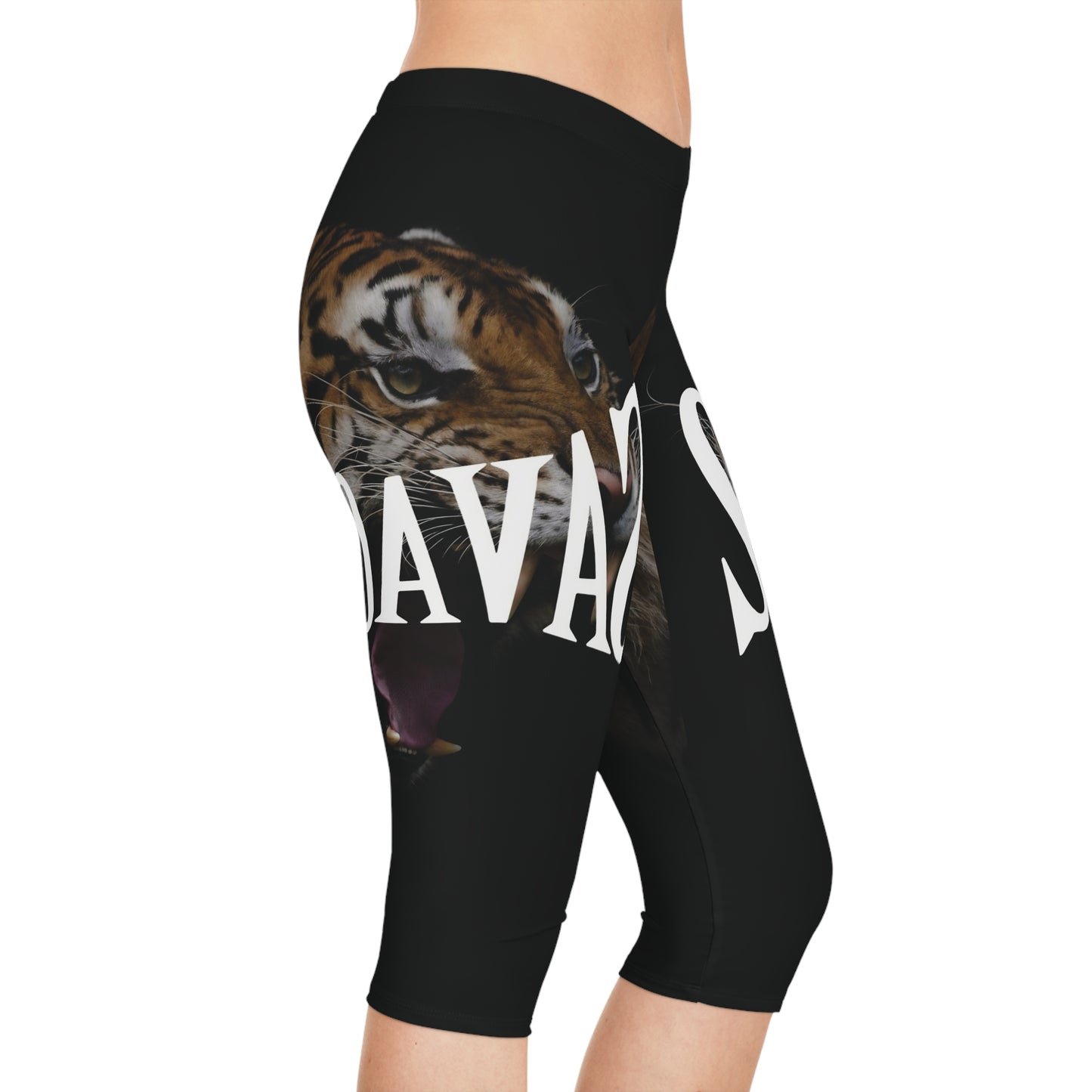 Savage Tiger Print Women's Capri Leggings - Fierce Athleisure Wear