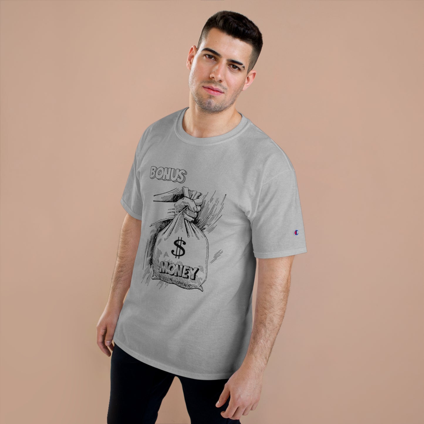 Champion Bonus Money Graphic T-Shirt - Casual Wear for Celebrations & Gift Giving