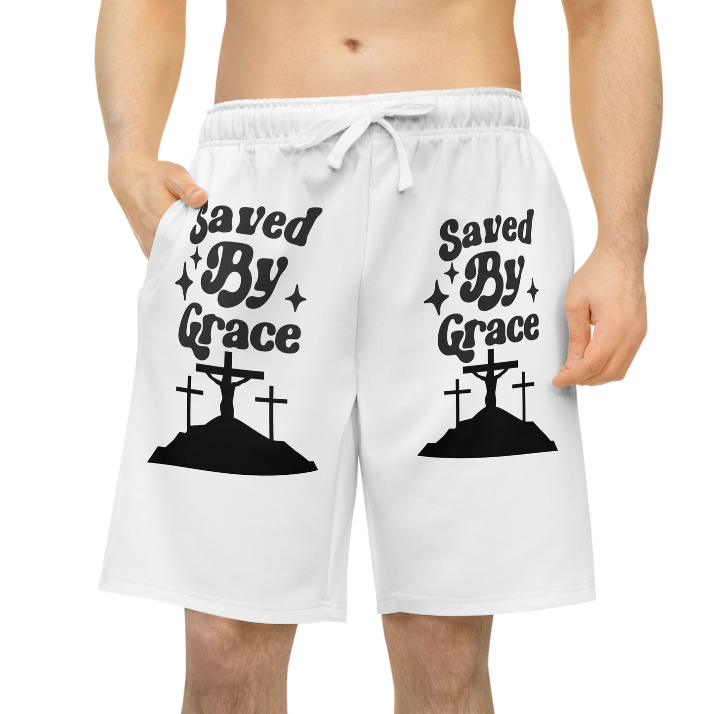 Saved By Grace Athletic Long Shorts (AOP)