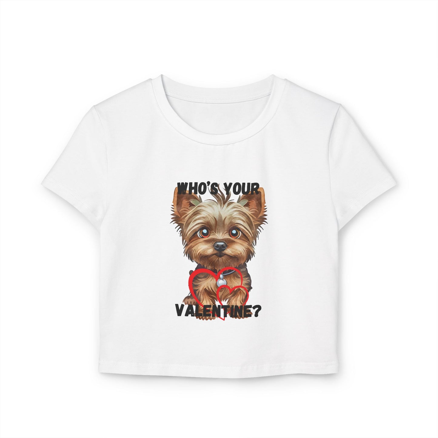 Valentine's Day Women's Baby Tee - 'Who's Your Valentine?' Cute Dog Design