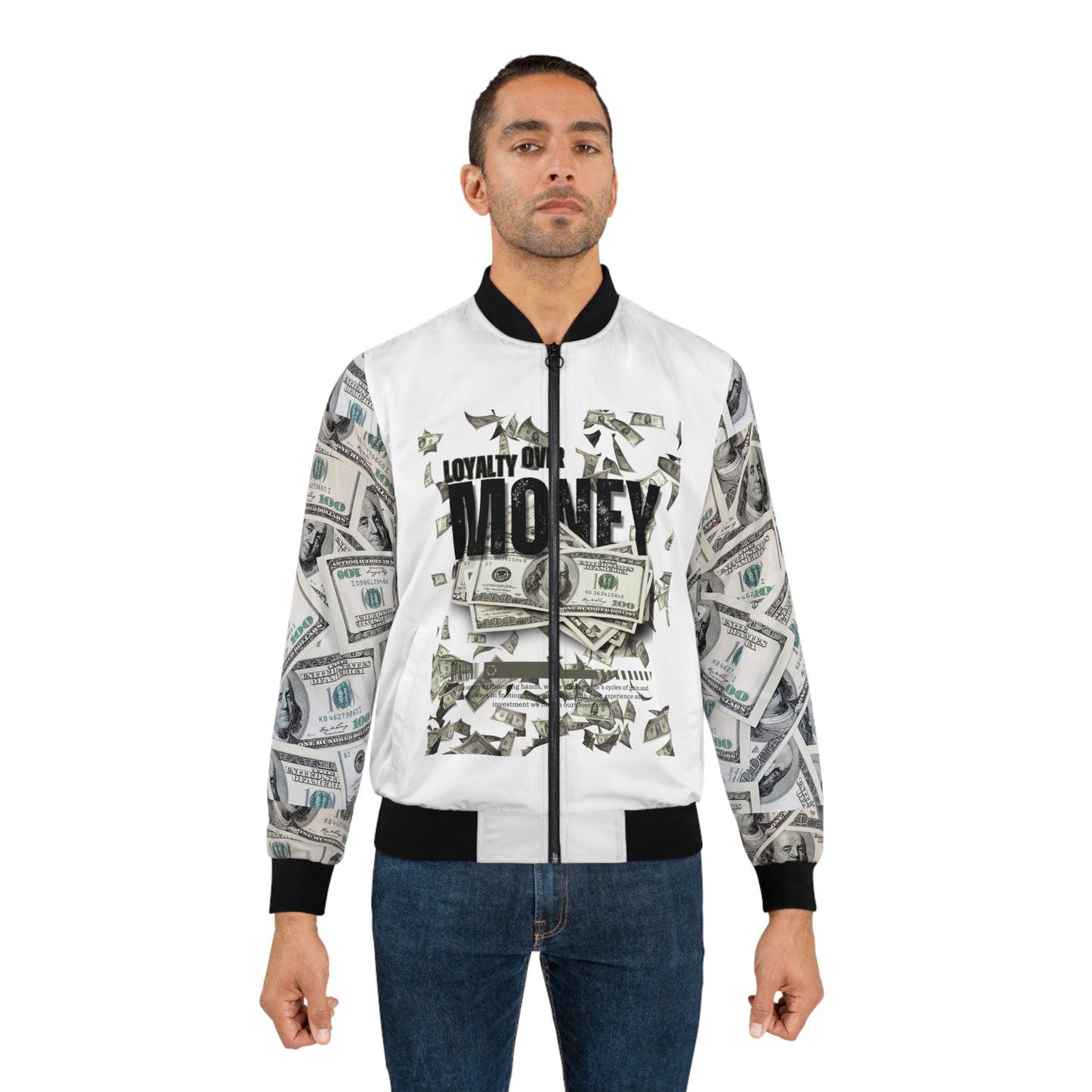 Men's Bomber Jacket - Loyalty Over Money Design