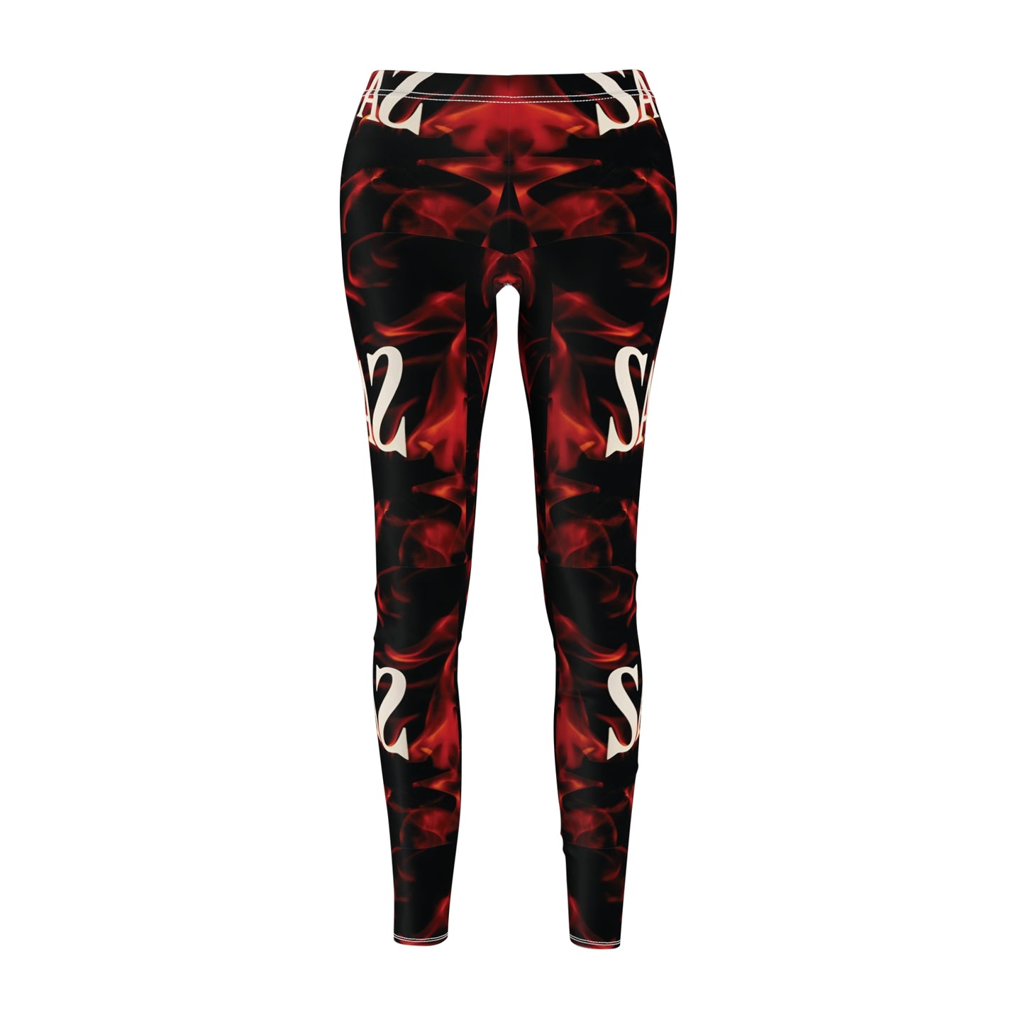 SAVAGE Women's Cut & Sew Casual Leggings - Bold Graphic with Flames