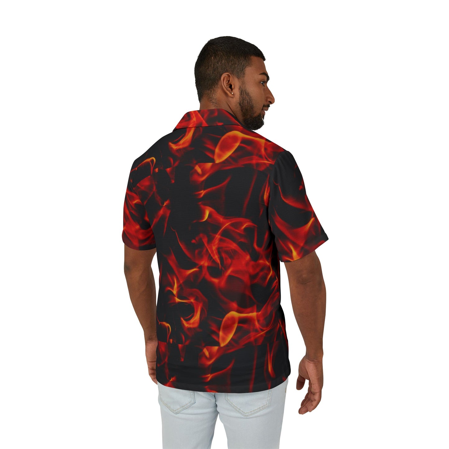 Men's Flaming Hawaiian Camp Shirt - Hot Summer Vibes