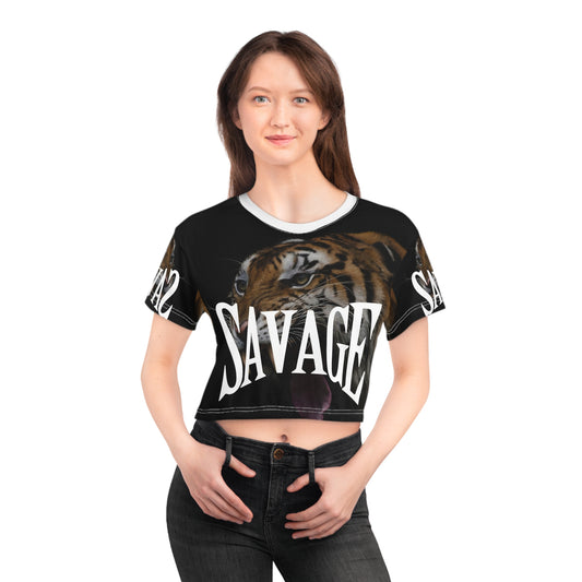 Savage Tiger Crop Tee - Edgy Streetwear for Bold Fashion Lovers